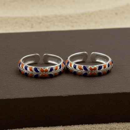 Multicolor Enamel 925 Silver Toe Ring - Zirak Silver