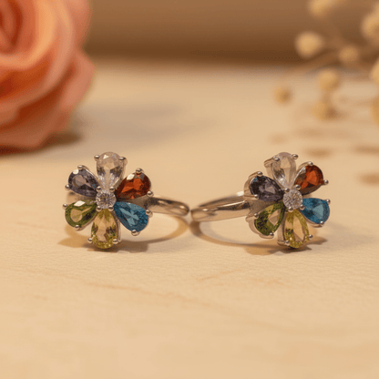 Navrang Pushp Toe Ring - Zirak Silver