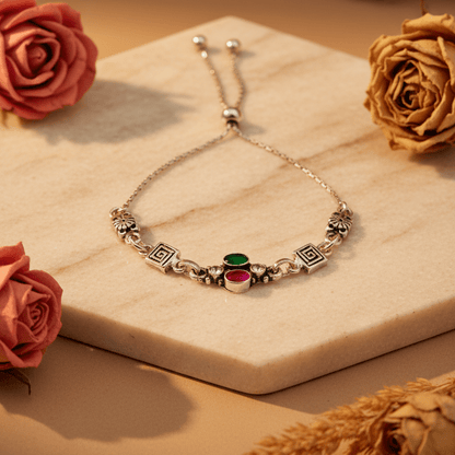 Navya Geometric Slider Bracelet - Zirak Silver