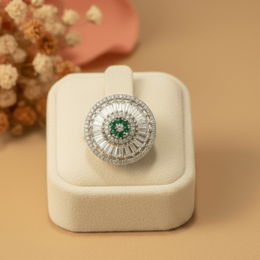 Nazarika Emerald Ring - Zirak Silver