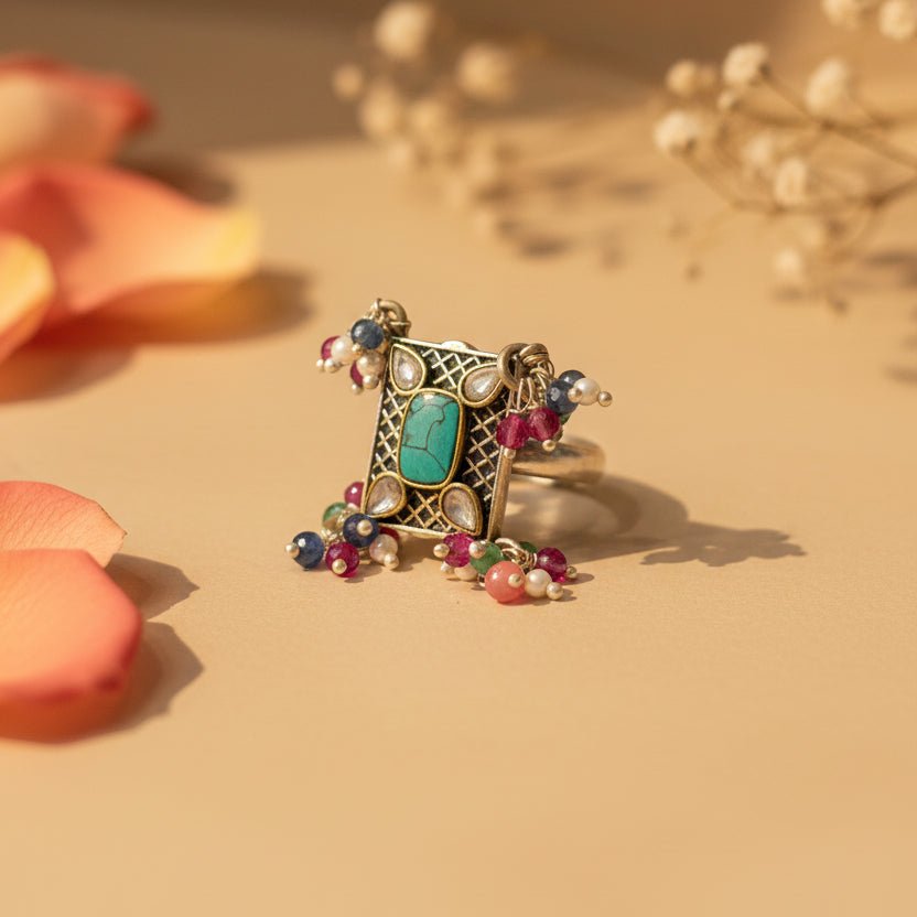 Neelam Jharna Ring - Zirak Silver