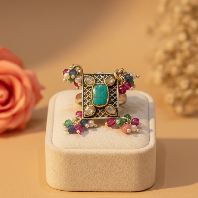 Neelam Jharna Ring - Zirak Silver