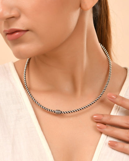 Nia Minimalist Rope hasli - Zirak Silver