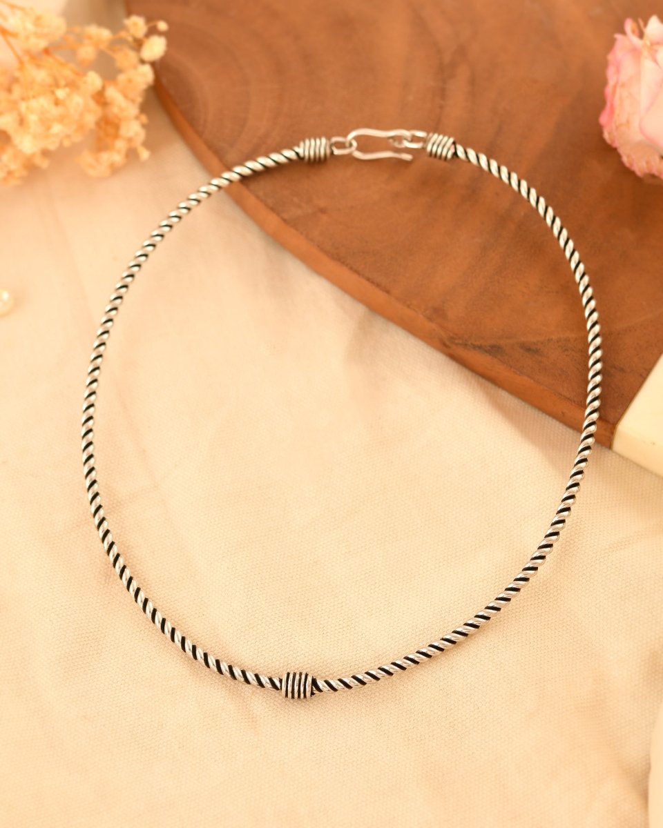 Nia Minimalist Rope hasli - Zirak Silver