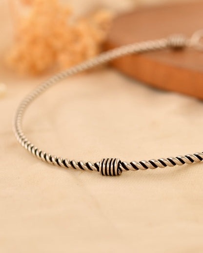 Nia Minimalist Rope hasli - Zirak Silver