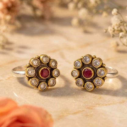 Noor Gulab Toe Ring - Zirak Silver