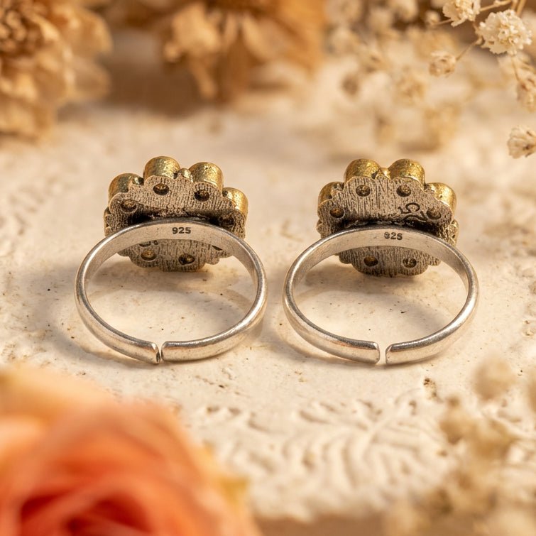Noor Gulab Toe Ring - Zirak Silver