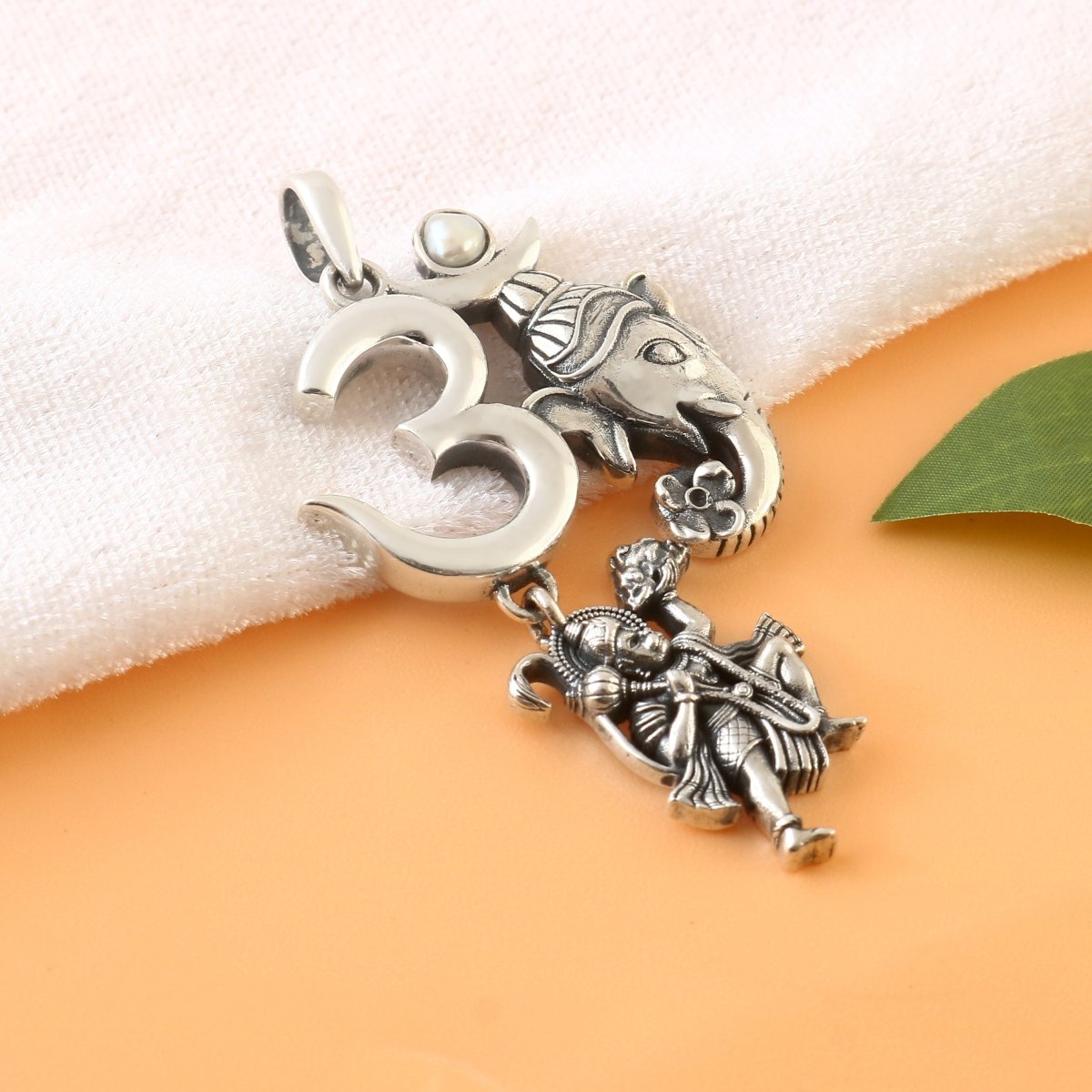 Om Ganesha Hanuman Pendant | 925 Sterling Silver Spiritual Hindu Pendant for Men & Women - Zirak Silver
