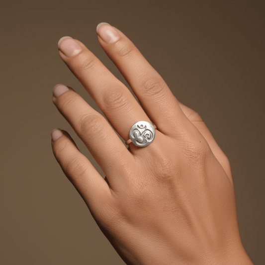 Om Symbol Sterling Silver Ring - Zirak Silver