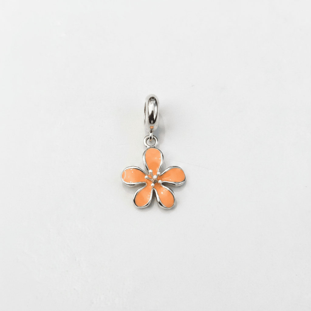Orange Flower Charm - Zirak Silver