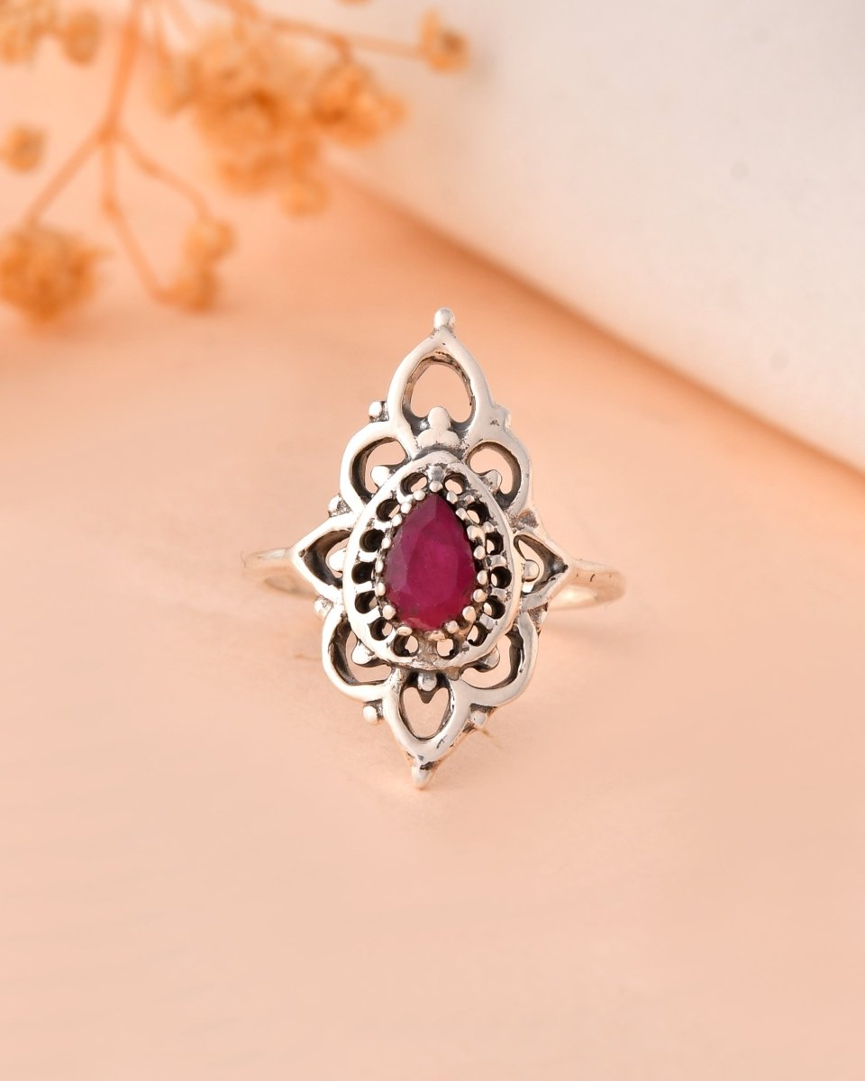 Ornate Mandala Carnelian Ring - Zirak Silver