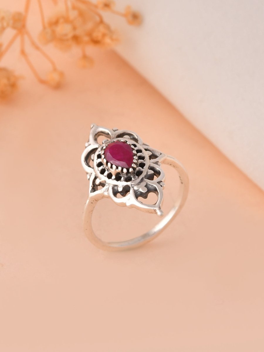 Ornate Mandala Carnelian Ring - Zirak Silver