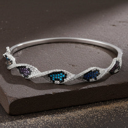 Oxidized 925 Silver Floral Cuff Bracelet – Handcrafted Open Kada - Zirak Silver