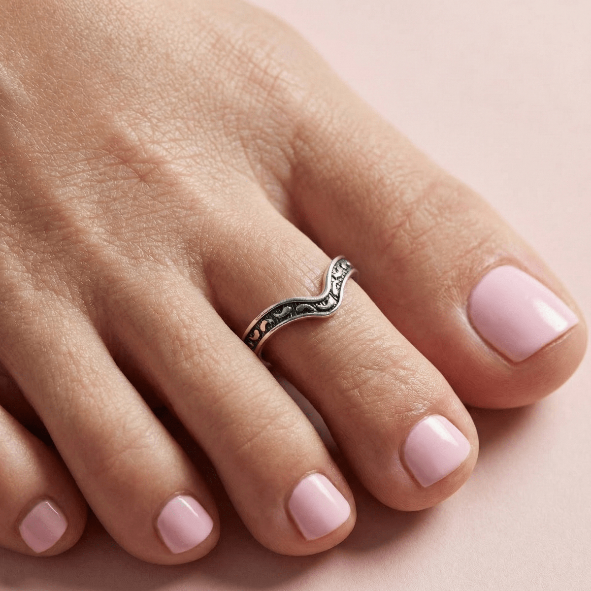 Oxidized Wave 925 Silver Toe Ring - Zirak Silver