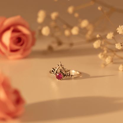 Padma Ruby Crown Ring - Zirak Silver