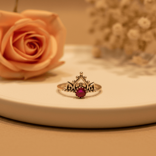 Padma Ruby Crown Ring - Zirak Silver