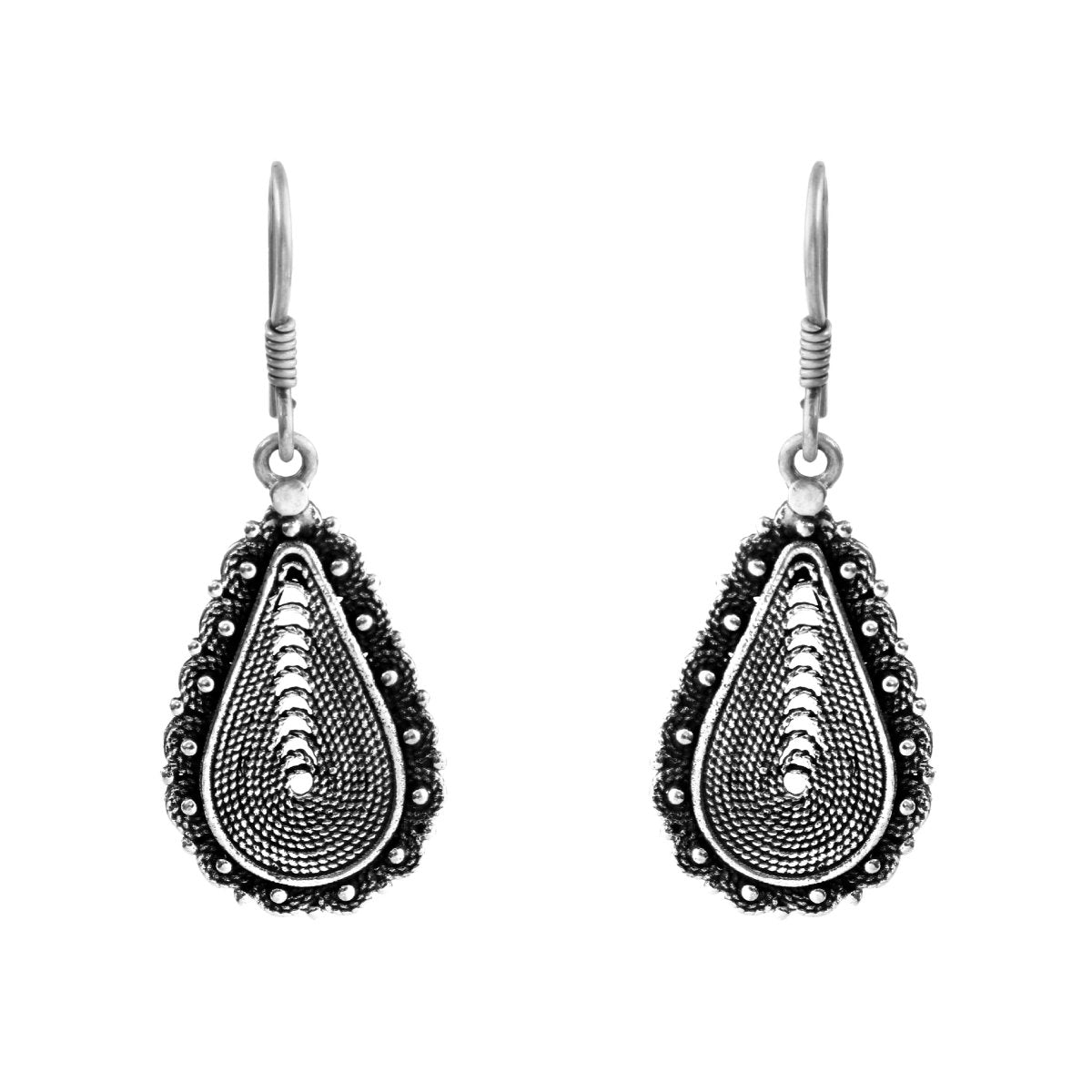 Paisley Drop 925 Silver Earrings - Zirak Silver
