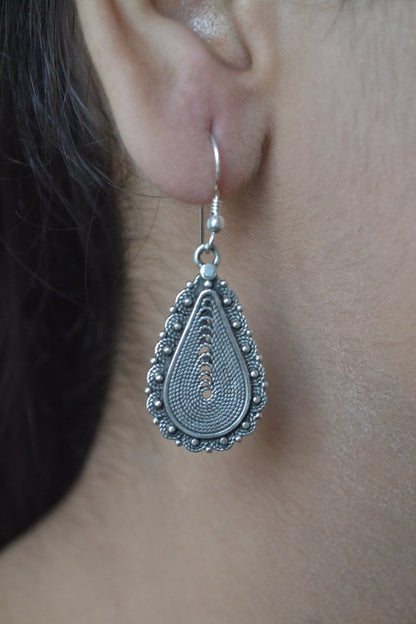 Paisley Drop 925 Silver Earrings - Zirak Silver