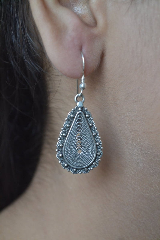 Paisley Drop 925 Silver Earrings - Zirak Silver