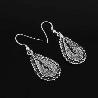 Paisley Drop 925 Silver Earrings - Zirak Silver