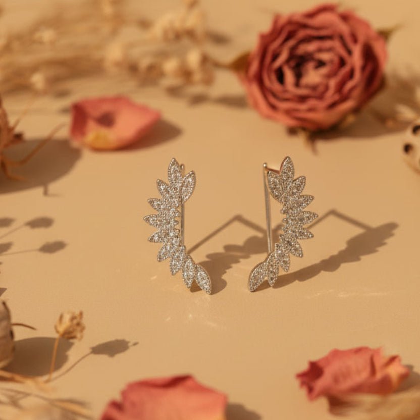 Pankh Sparkling Ear Climbers - Zirak Silver