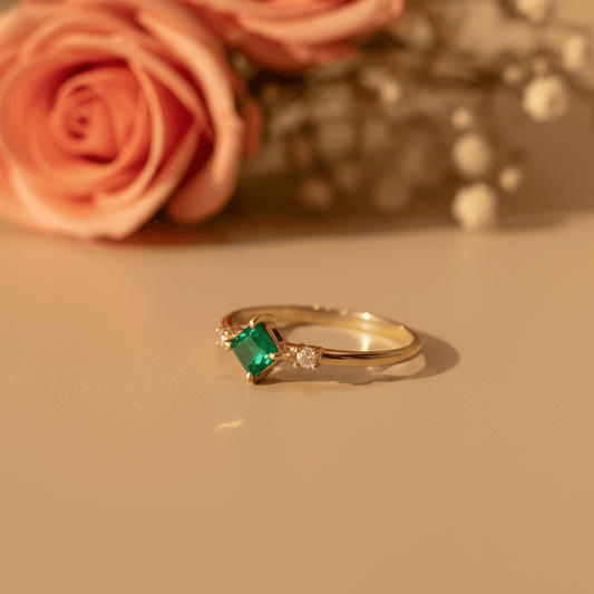Panna Green Kite Ring - Zirak Silver