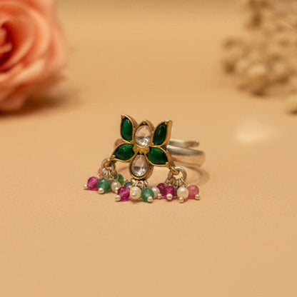 Panna Phool Ring - Zirak Silver