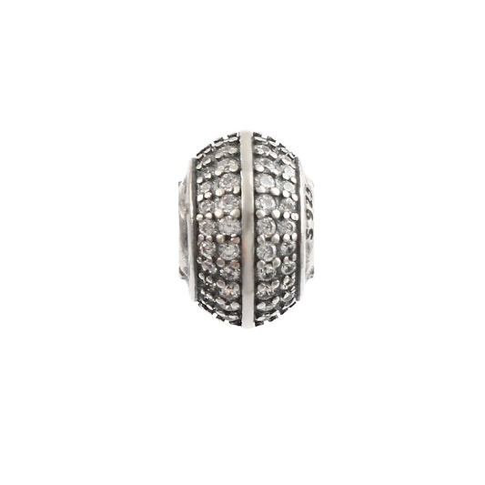 Pavé CZ Sterling Silver Spacer Charm Bead - Zirak Silver