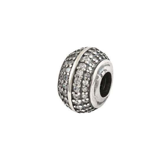 Pavé CZ Sterling Silver Spacer Charm Bead - Zirak Silver