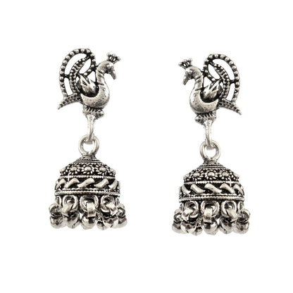 Peacock Charm 925 Silver Jhumki - Zirak Silver