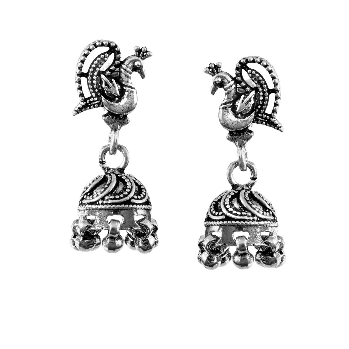 Peacock Dome 925 Silver Jhumki - Zirak Silver