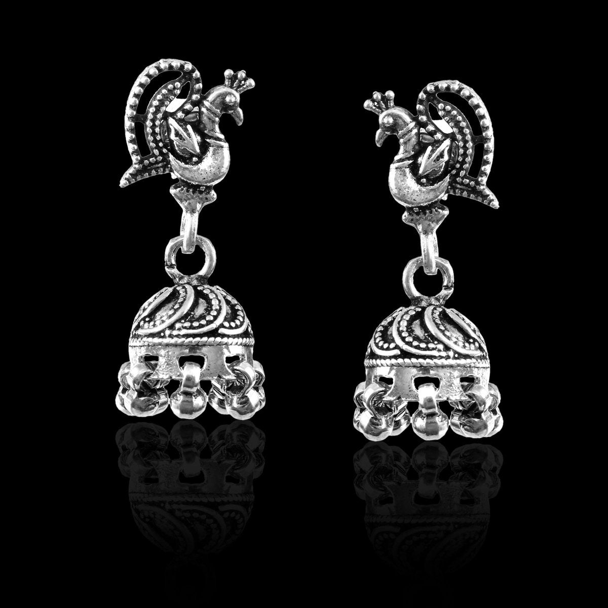 Peacock Dome 925 Silver Jhumki - Zirak Silver