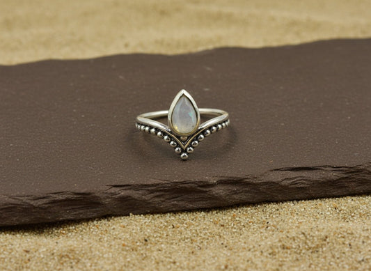 Pear Drop Moonstone Silver Ring - Zirak Silver