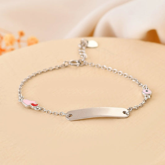Personalised Heart - Eye Sterling - Silver ID Bracelet | Adjustable Baby Nazariya - Zirak Silver