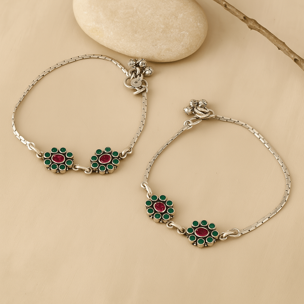 Phoolwari Anklet - Zirak Silver
