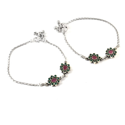 Phoolwari Anklet - Zirak Silver