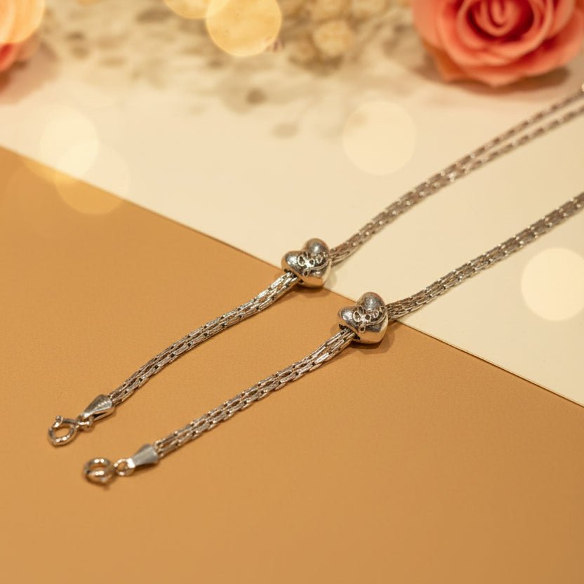 Pihu Heart Anklet - Zirak Silver