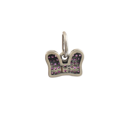 Pink Bow Sterling Silver Charm | Pavé CZ Butterfly Bow Bead | Bracelet & Necklace Charm | Gift for Her - Zirak Silver