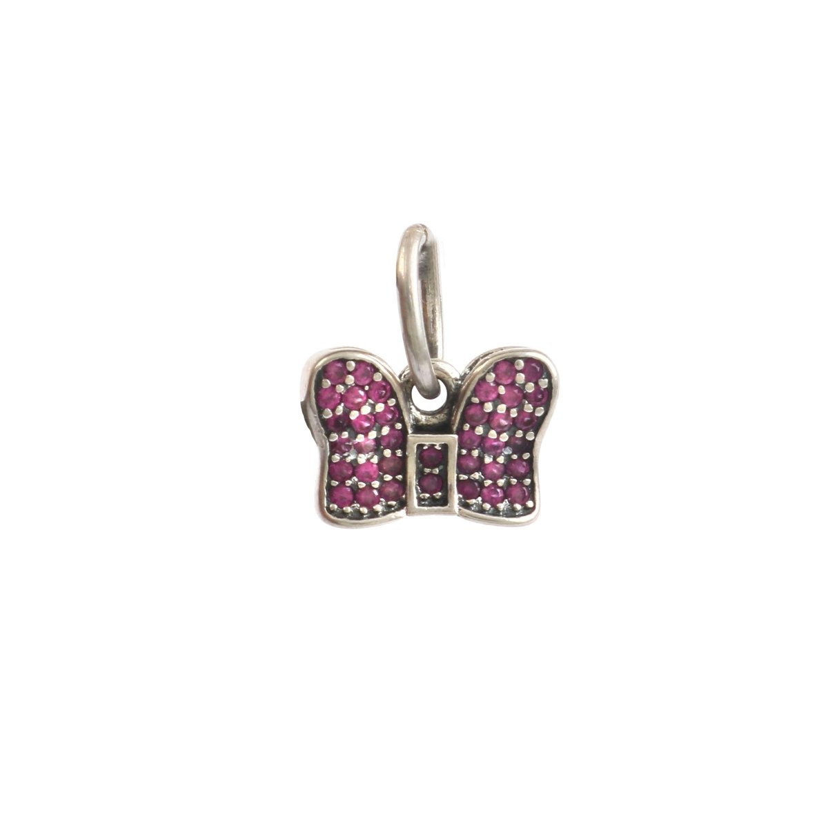 Pink Bow Sterling Silver Charm | Pavé CZ Butterfly Bow Bead | Bracelet & Necklace Charm | Gift for Her - Zirak Silver