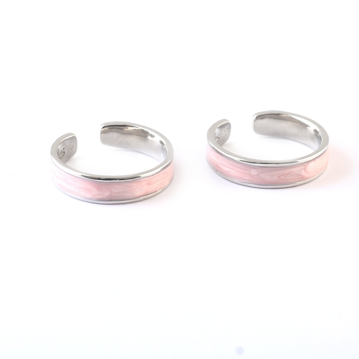 Pink Enamel Adjustable Silver Toe Ring | 925 Sterling Silver Band Toe Ring for Women - Zirak Silver