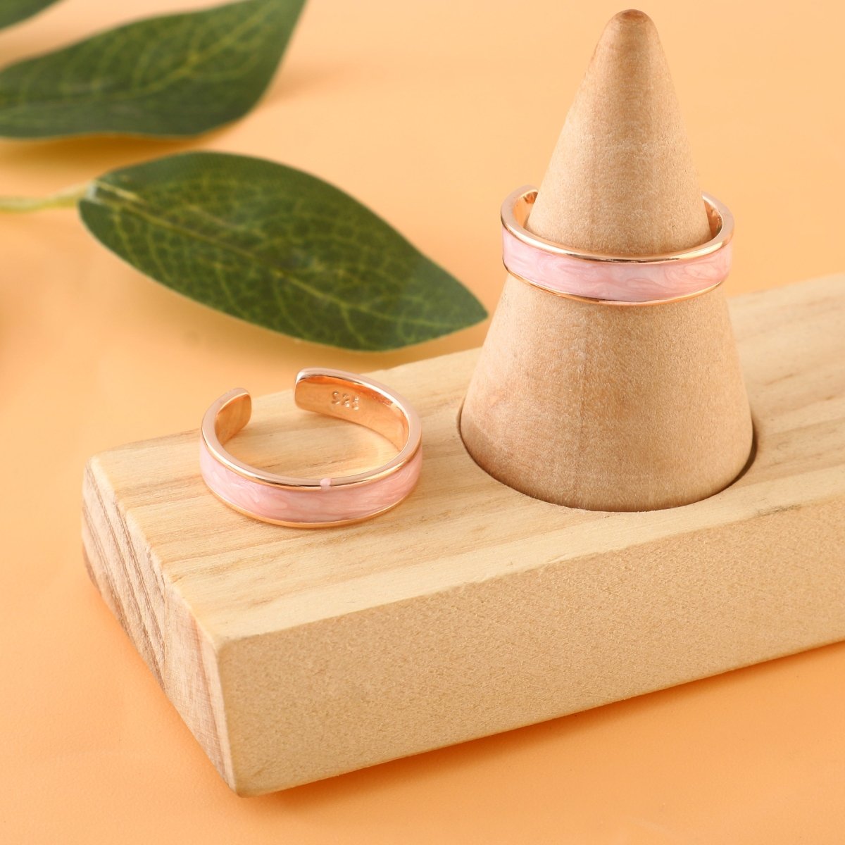 Pink Enamel Silver Toe Ring | Rose Gold Plated 925 Sterling Silver Adjustable Toe Ring for Women - Zirak Silver