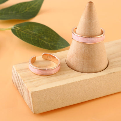 Pink Enamel Silver Toe Ring | Rose Gold Plated 925 Sterling Silver Adjustable Toe Ring for Women - Zirak Silver