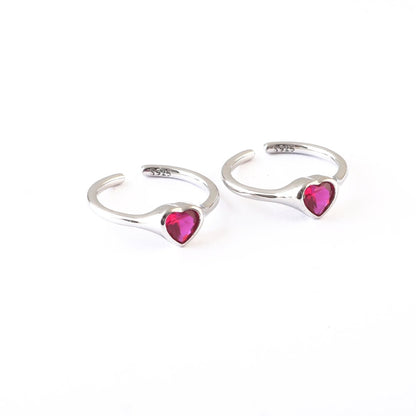 Pink Heart Silver Toe Ring | 925 Sterling Silver Adjustable Toe Ring for Women - Zirak Silver