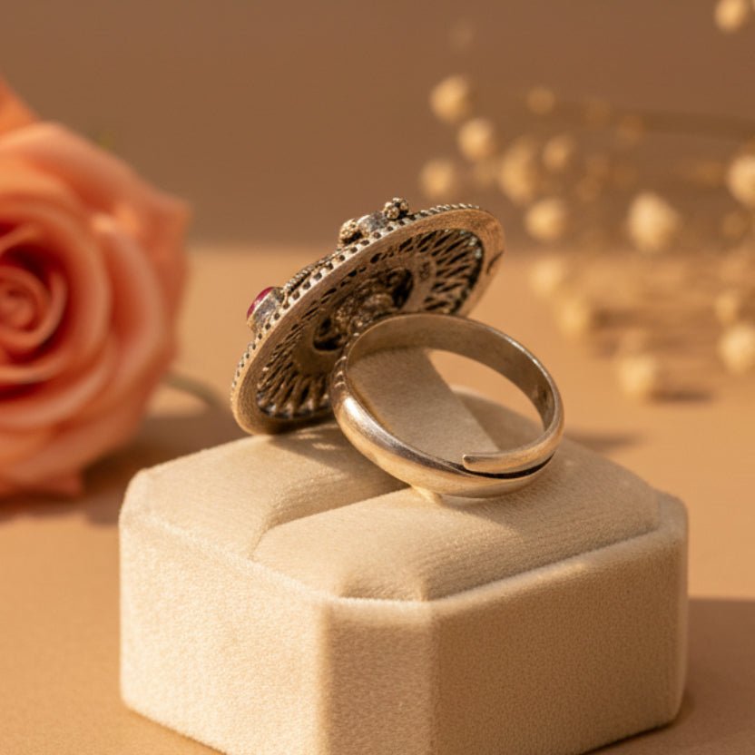 Pink Mayuri Ring - Zirak Silver