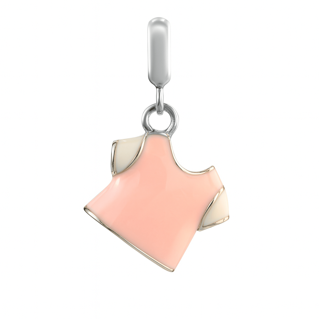 Pink & White Baby T-Shirt Charm in 925 Silver - Zirak Silver