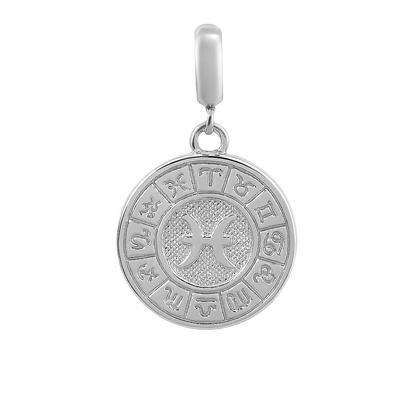 Pisces Zodiac Charm in Sterling Silver – Double - Sided Enamel Pendant - Zirak Silver