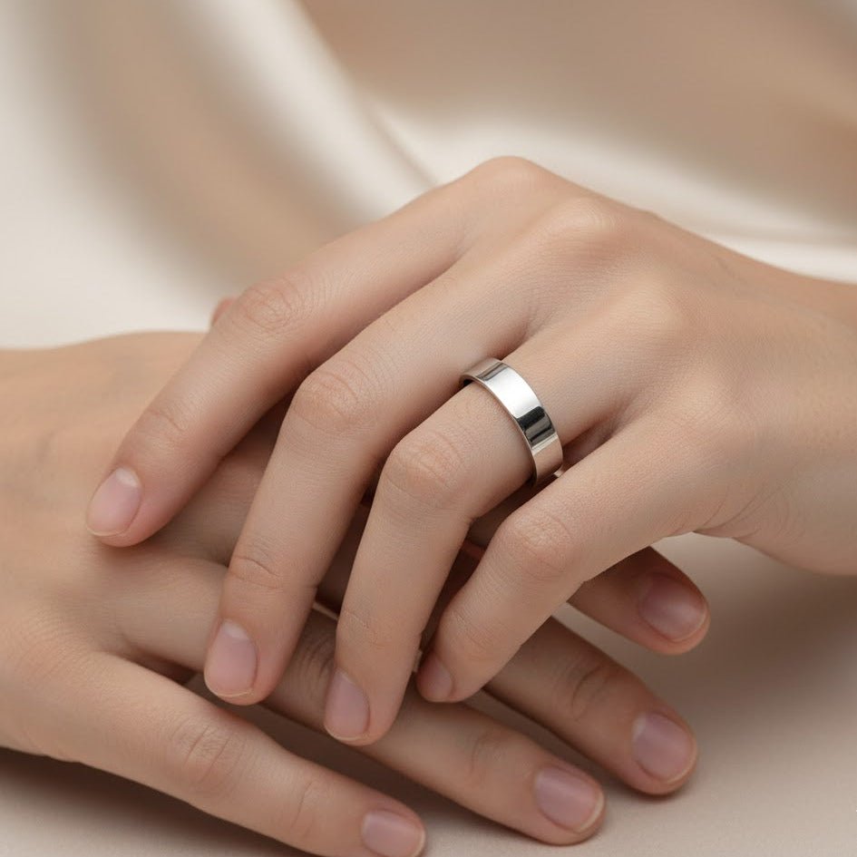 Polished Silver Band Ring - Zirak Silver