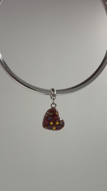 Heart Chocolate Sprinkle Charm in 925 Silver