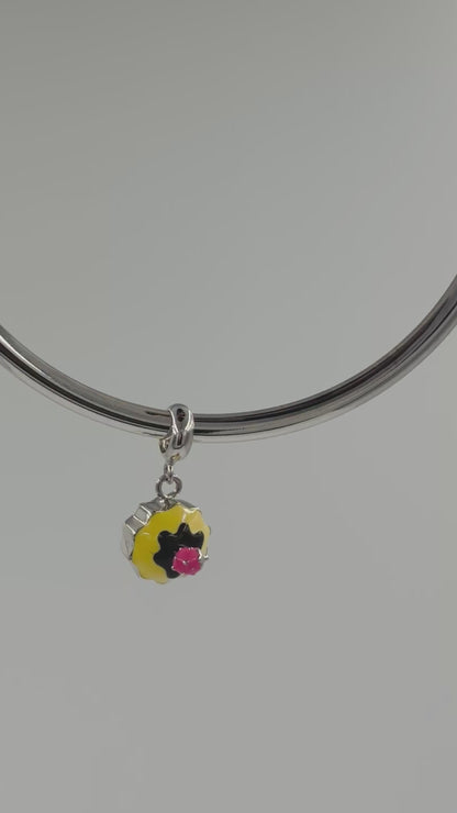 Strawberry Cupcake Charm in 925 Silver with Chocolate Frosting