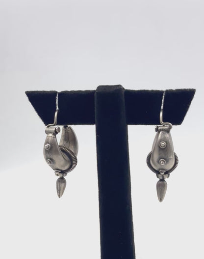 Tanvika Earrings – Oxidised 925 Silver Tribal Cone Dangle Earrings